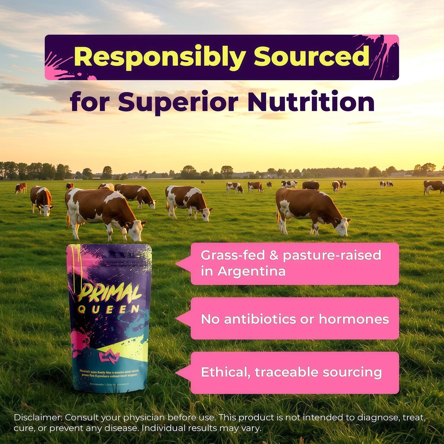 Click to see full view Primal Queen Female-Optimized Beef Organ Superfood Supplement (Beef Liver, Kidney, Heart, & 3 More) - 100% Grass Fed, Pasture Raised - 3rd Party & Clinically Tested