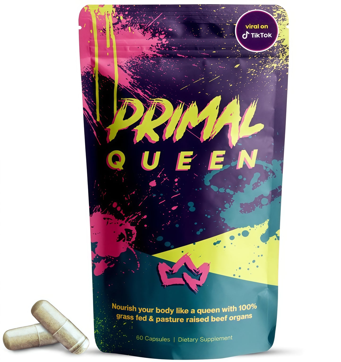 Click to see full view Primal Queen Female-Optimized Beef Organ Superfood Supplement (Beef Liver, Kidney, Heart, & 3 More) - 100% Grass Fed, Pasture Raised - 3rd Party & Clinically Tested